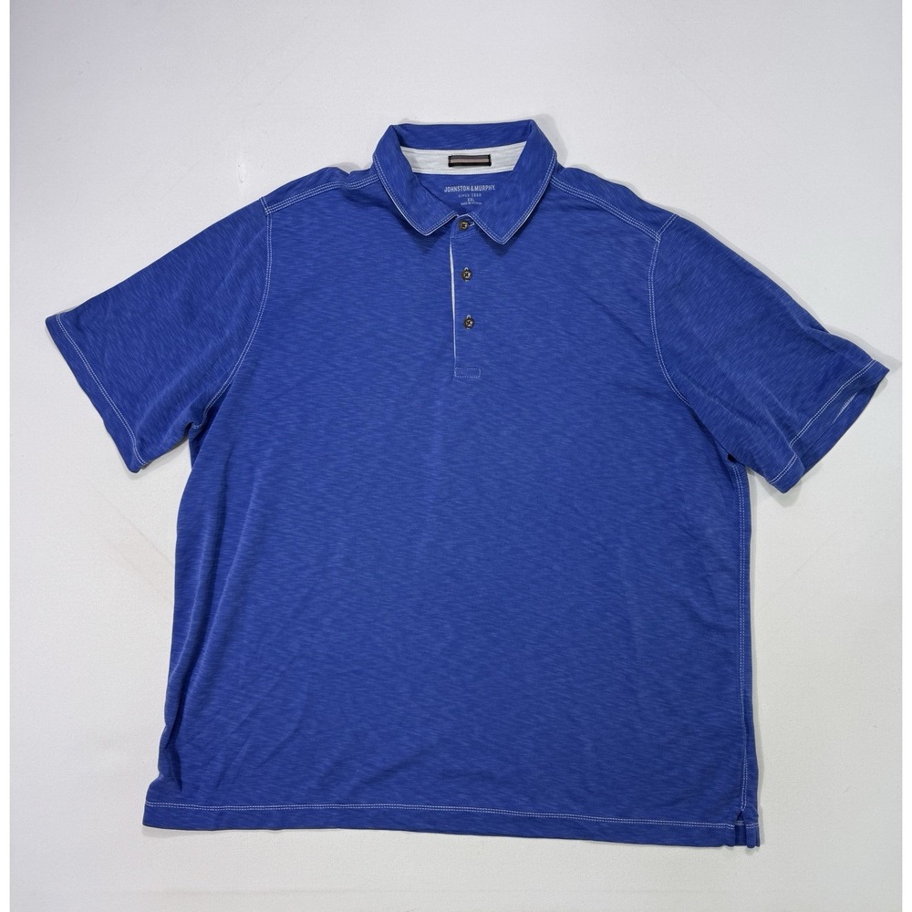 Johnston & Murphy Polo Shirt Men's 2XL Blue Modal Blend Golf Casual Lightweight